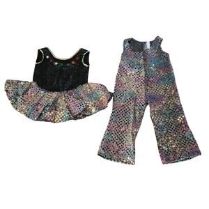 Vintage 90's Handmade 18" Doll Dance Costumes with shiny sequins disco stars